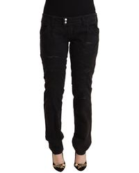 CYCLE - Black Cotton Distressed Low Waist Slim Fit Denim Jeans - Lyst