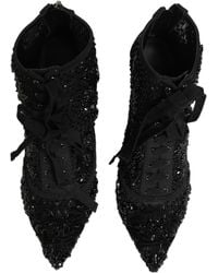Dolce & Gabbana - Embellished Mesh Ankle Boots Shoes - Lyst