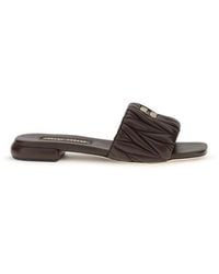 Miu Miu - Brown Calf Leather Bos Taurus Flat Sandals - Lyst
