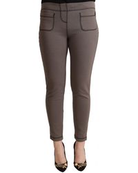 John Galliano - Cotton Mid Waist Stretch Leggings Cropped Pants - Lyst
