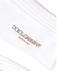 Dolce & Gabbana - White Cotton Ribbed Logo Over The Calf Socks - Lyst
