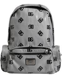 Dolce & Gabbana - Polyester Gray Black Dg Logo Plaque Backpack Bag - Lyst
