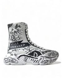 Dolce & Gabbana - White Black Graffiti Daymaster Sneakers Shoes - Lyst