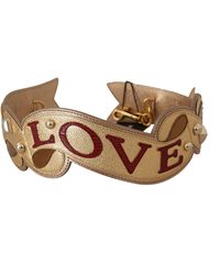 Dolce & Gabbana - Gold Leather Love Patch Bag Shoulder Strap - Lyst
