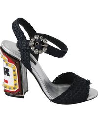 Dolce & Gabbana - Dolce Gabbana Black Crystals Led Lights Sandals Shoes - Lyst