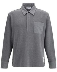 Thom Browne - Gray Cotton Polo Shirt - Lyst