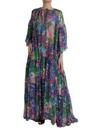 Dolce & Gabbana - Floral Silk Kaftan Maxi Dress - Lyst