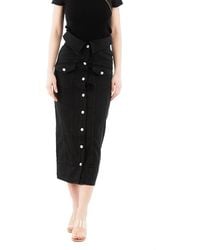 Moschino - Black Cotton Midi Skirt - Lyst