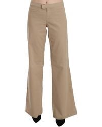 Just Cavalli - Cotton Mid Waist Flared Trousers Pants - Lyst
