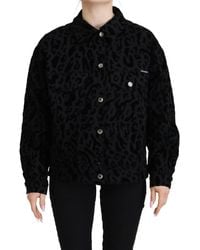 Dolce & Gabbana - Leopard Pattern Denim Jacket With Button Closure Cotton - Lyst