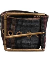 Dolce & Gabbana - Plaid Fabric Logo Plate Brass Buckle Belt 100Lf - Lyst
