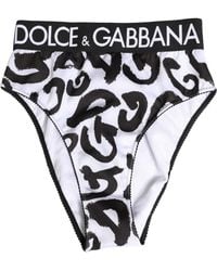 Dolce & Gabbana - Black White Graphic Logo High Brief Underwear - Lyst