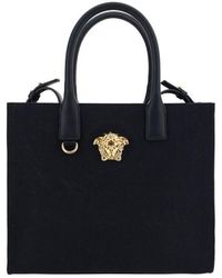 Versace - Cotton With Medusa Logo Shoulder Bag - Lyst