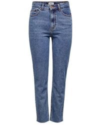 ONLY - Blue Cotton Mom Jeans - Lyst