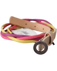 CoSTUME NATIONAL - Multicolor Twisted Leather Circle Buckle Belt - Lyst