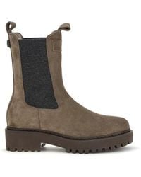 Brunello Cucinelli - Brown Calf Leather Bos Taurus Ankle Boots - Lyst