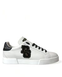 Dolce & Gabbana - White Black Patch Portofino Sneakers Shoes - Lyst