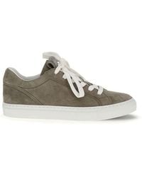 Brunello Cucinelli - Gray Calf Leather Bos Taurus Low Top Sneakers - Lyst