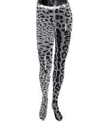 Dolce & Gabbana - Gray Leopard Print Mesh Nylon Tights - Lyst