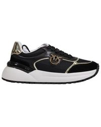 Pinko - Black Leather Low Top Sneakers - Lyst