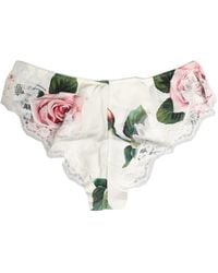 Dolce & Gabbana - Silk Floral Lace Trim Panty Brief Underwear Cotton Elastane Nylon Clothing - Lyst