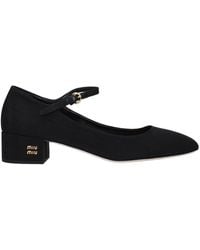 Miu Miu - Black Fabric Mid Heel Pumps - Lyst