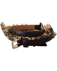 Dolce & Gabbana - Elegant Crystal Daisy Chain Leather Belt - Lyst