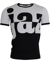 Dolce & Gabbana - Black White Jazz Print Cotton Short Sleeves T - Lyst