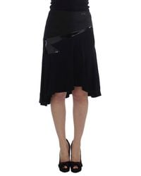 Exte - Black Blue Cotton Stretch Straight Skirt - Lyst