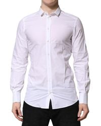 Dolce & Gabbana - White Cotton Gold Long Sleeves Formal Shirt - Lyst