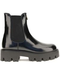 Prada - Black Calf Leather Bos Taurus Chelsea Boots - Lyst