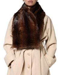 Dolce & Gabbana - Stripe Fur Shawl Wrap Scarf - Lyst