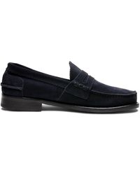 Saxone Of Scotland - Dark Blue Suede Leather Mens Loafers Shoes - Lyst