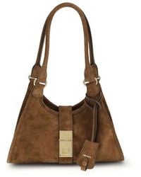 Prada - Brown Calf Leather Bos Taurus Shoulder Bag - Lyst