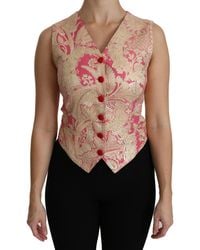 Dolce & Gabbana - Pink Gold Brocade Waistcoat Vest Blouse Top - Lyst
