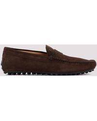 Tod's - Brown Suede Gommino Penny Loafers - Lyst