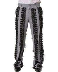 Dolce & Gabbana - Blackgray Pinstripe Embellished Trouser Pants - Lyst