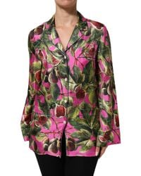 Dolce & Gabbana - Hot Fig Printed Silk Shirt Blouse Top - Lyst