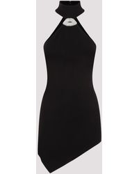 David Koma - Black Silver Halter Neck Asymmetric Viscose Mini Dress - Lyst