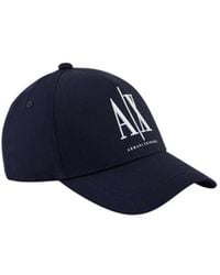 ARMANI EXCHANGE - Blue Cotton Caps Baseball Hat - Lyst
