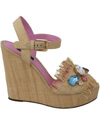 Dolce & Gabbana - Silk Strap Wedge Sandals - Lyst
