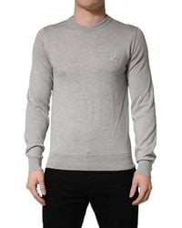 Dolce & Gabbana - Gray Long Sleeves Crew Neck Pullover Sweater - Lyst