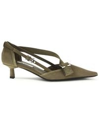 Prada - Bicolor Cotton Mid Heel Pumps - Lyst