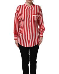 Dolce & Gabbana - Striped Long Sleeve Silk Blouse Top And - Lyst