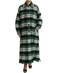 Dolce & Gabbana - Green Plaid Long Sleeve Casual Coat Jacket - Lyst