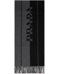 Prada - Small Wool Scarf With Jacquard Logo - Lyst