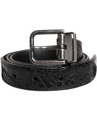 Dolce & Gabbana - Exotic Leather Metal Logo Buckle Belt - Lyst