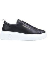 ARMANI EXCHANGE - Black Leather Low Top Sneakers - Lyst