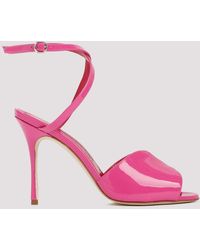 Manolo Blahnik - Pink Patent Calf Leather Hourani Sandal - Lyst