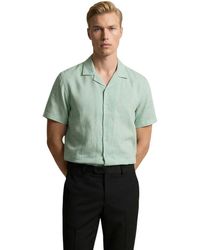 Gianni Lupo - Green Linen Shortsleeve Shirt - Lyst